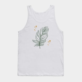 Boho Minimalist Line Feather and stars abstract art Tank Top